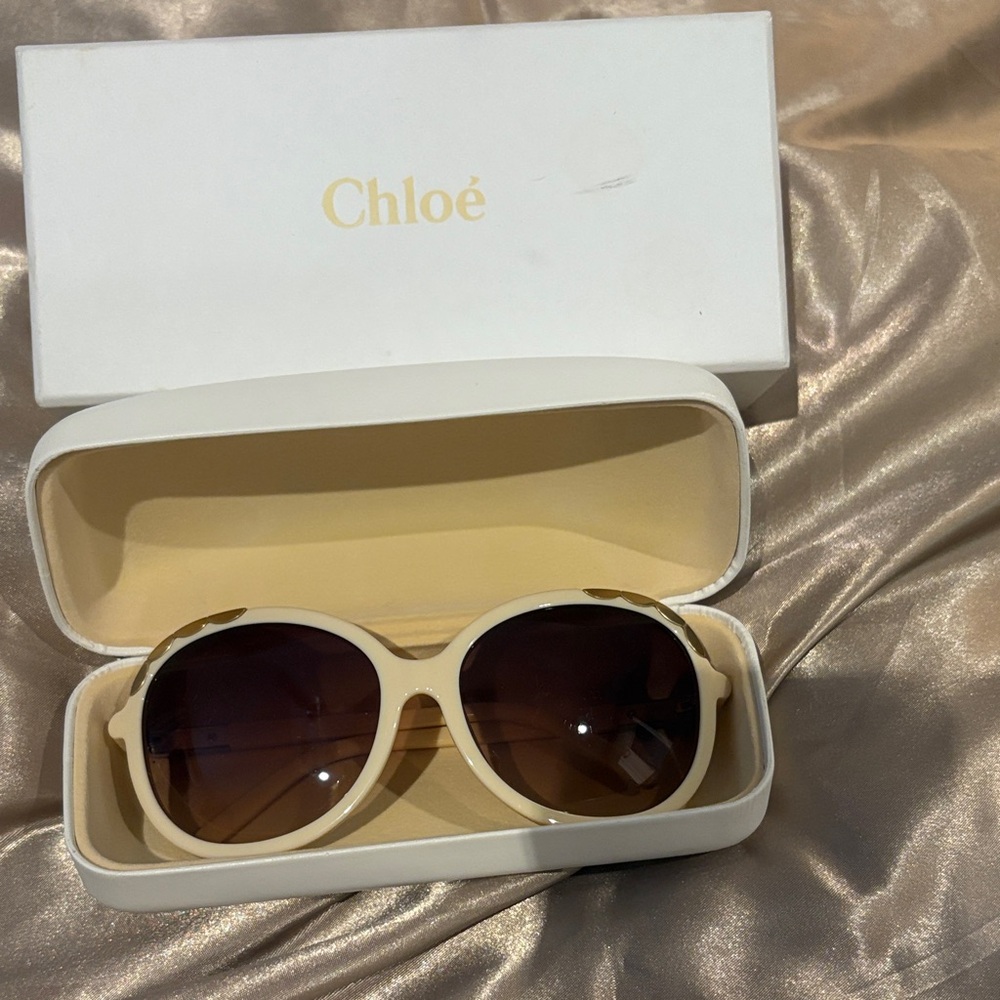 Chloe Cream and Brown Sunglasses